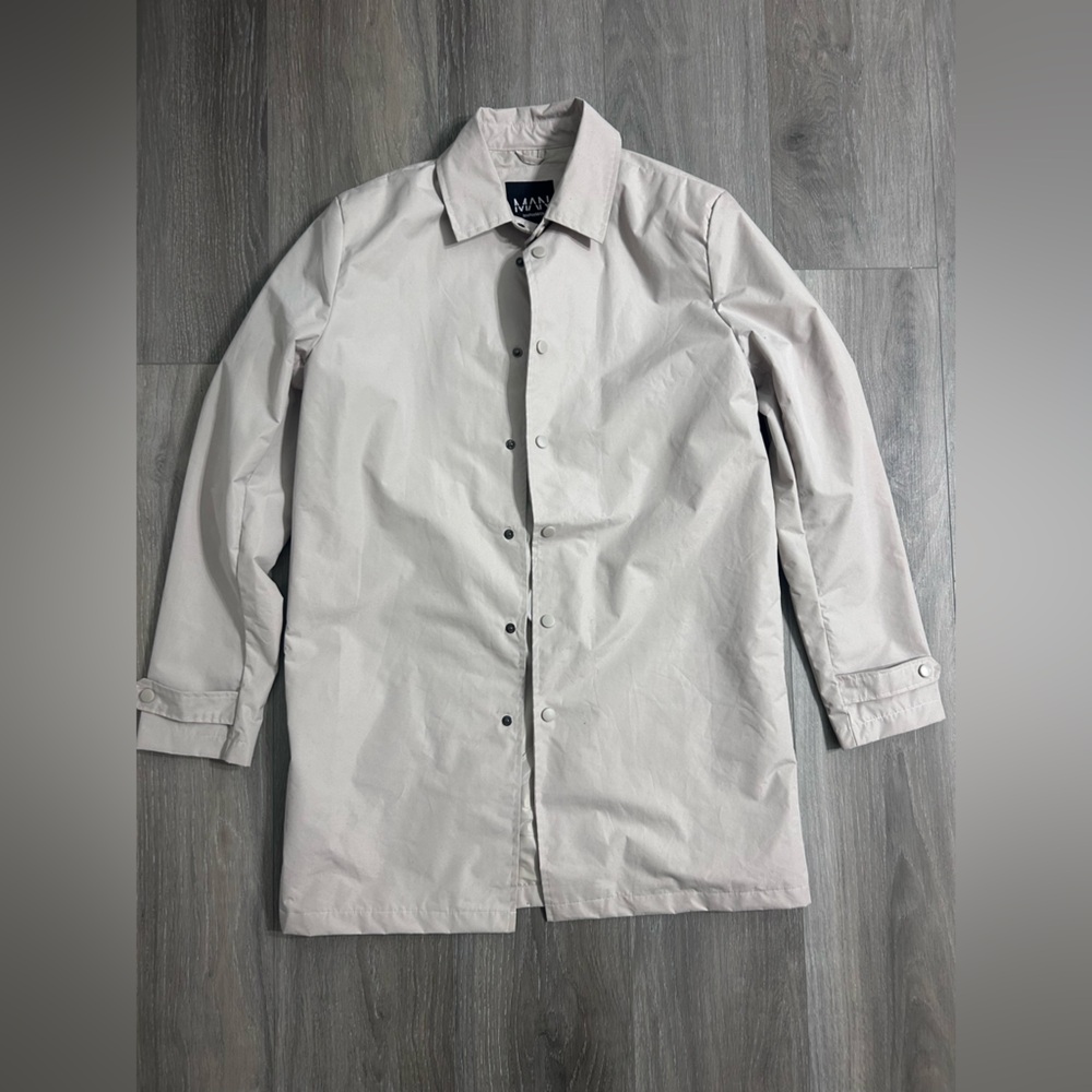 BoohooMAN Men's Beige Jacket - Trench Coat